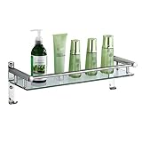 JYDQM Bathroom Lavatory Glass Shower Shelf, Heavy Duty Aluminum with Tempered Glass 1 Tier Storage F