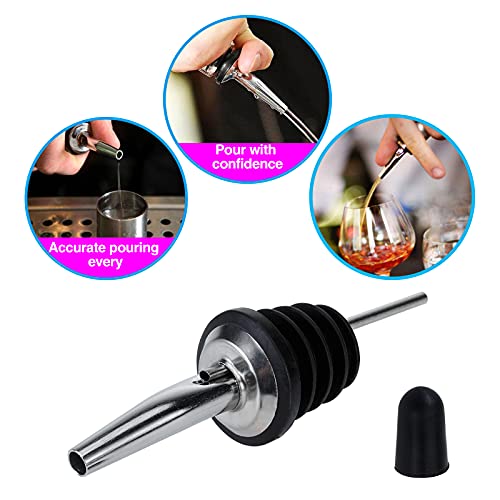 Xmsound 48 Pack Stainless Steel Classic Bottle Pourers With Rubber Dust Caps，For Alcohol Spouts Bottle Spout Liquor Bottle Pourers Pour Spouts，For Liquor Bottles Liquor Pourers Liquor Dispenser Bar #TOP3
