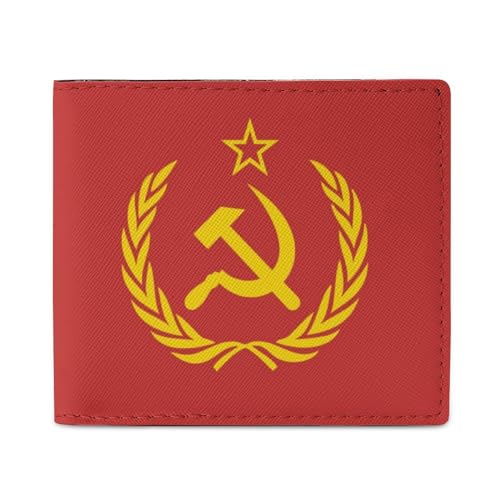 Soviet Union CCCP USSR Emblem Red Small Bifold Wallets for Men Women Credit Card Holder Wallet Purse, style