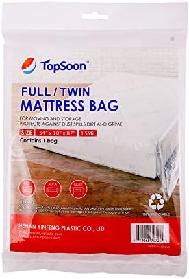 TopSoon Mattress Storage Bag Mattress Disposal Bag Full/Twin Size 54-Inch by 87-Inch Clear