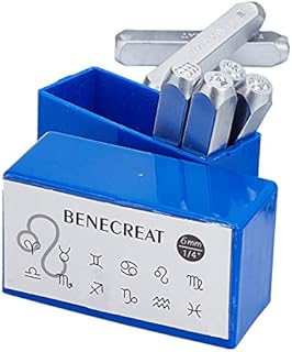 BENECREAT 42 Pack (3mm 1/8") Letter Number and Symbol Metal Stamp Set, Electroplated Matte Carbon Steel Uppercase Stamps Punch Press Tool for Imprinting Marking on Metal Wood Leather