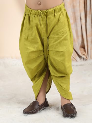 Image of POLKA TOTS Premium Cotton Dhoti Kurta Set for Kids Boys | Traditional Angrakha Style Ethnic Wear for Boys | Kurta Dhoti Set for Kids | Festive & Wedding Clothing Set for Baby