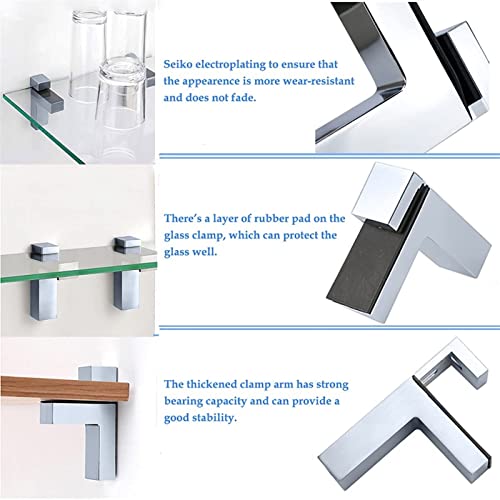 Clip de verre réglable pour partition fixe et support stable 4 pack