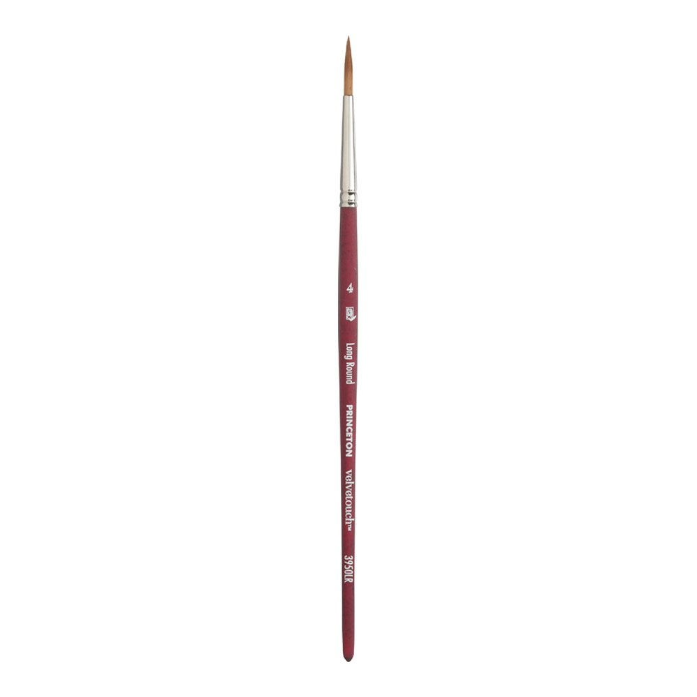 Princeton Velvetouch Long Round Brush, Synthetic, Short Handle, Size 4, 1 Count