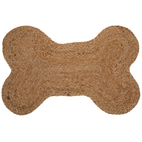 Hobby Lobby Bone Braided Pet Mat, Star Shape, Brown, 16 x 24 inches, Indoor Use, Natural Jute, Pet Supplies, Dog Food Mat