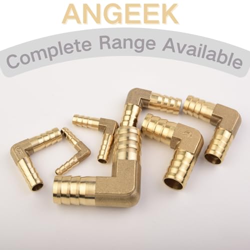 Miniatura 3 de Angeek 4 Piezas Racor Barbado Codo 90 De Latón 19mm Para Cambio De Dirección En Tuberías De Combustible Incluye 8 Abrazaderas Inox 304 Herméticas