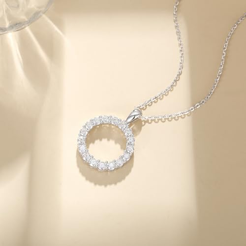 Round Cut Moissanite Pendant Necklace For Women 18 k White Gold 925 Sterling Silver Simplified Design Necklace4