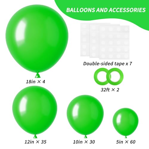 Image of RUBFAC 129pcs Green Balloons Different Sizes 18 12 10 5 Inch Green Latex Christmas Balloon Garland Arch for Masquerade Party Decorations Birthday Baby Shower Wedding Party Supplies