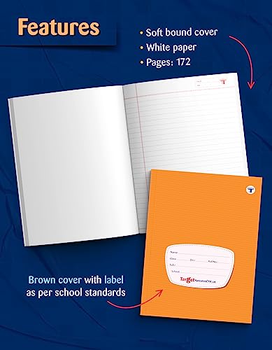 Image of TARGET PUBLICATIONS Small One Side Ruled & One Side Blank /Unruled Notebooks | 172 Pages | 18 cm x 24 cm Approx | Soft Brown Cover | GSM 57 | Pack of 4