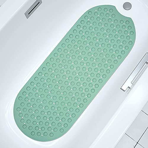 Topmoon Non-Slip mat, Bathtub mat, Oval Bathtub Shower mat Extra Long 39 x 16 inches, Non-Slip, with Suction Cup, Soft, Machine Washable (Mars Green)