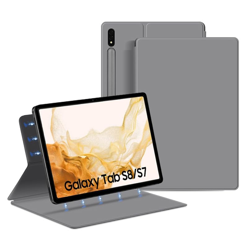 QYiiD Magnetic Case for Galaxy Tab S8 11 inch 2022 (SM-X700/SM-X706)/S7 2020 (SM-T870/T875) with S-Pen Holder, Lightweight and Slim Magnetic Stand