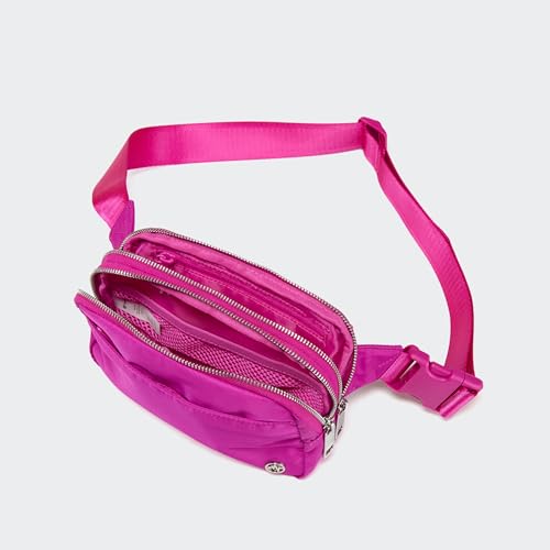 Image of Pander Everywhere Belt Bag for Women, 5 Zipper Pockets Nylon Crossbody Fanny Pack Purse (Grape Purple)