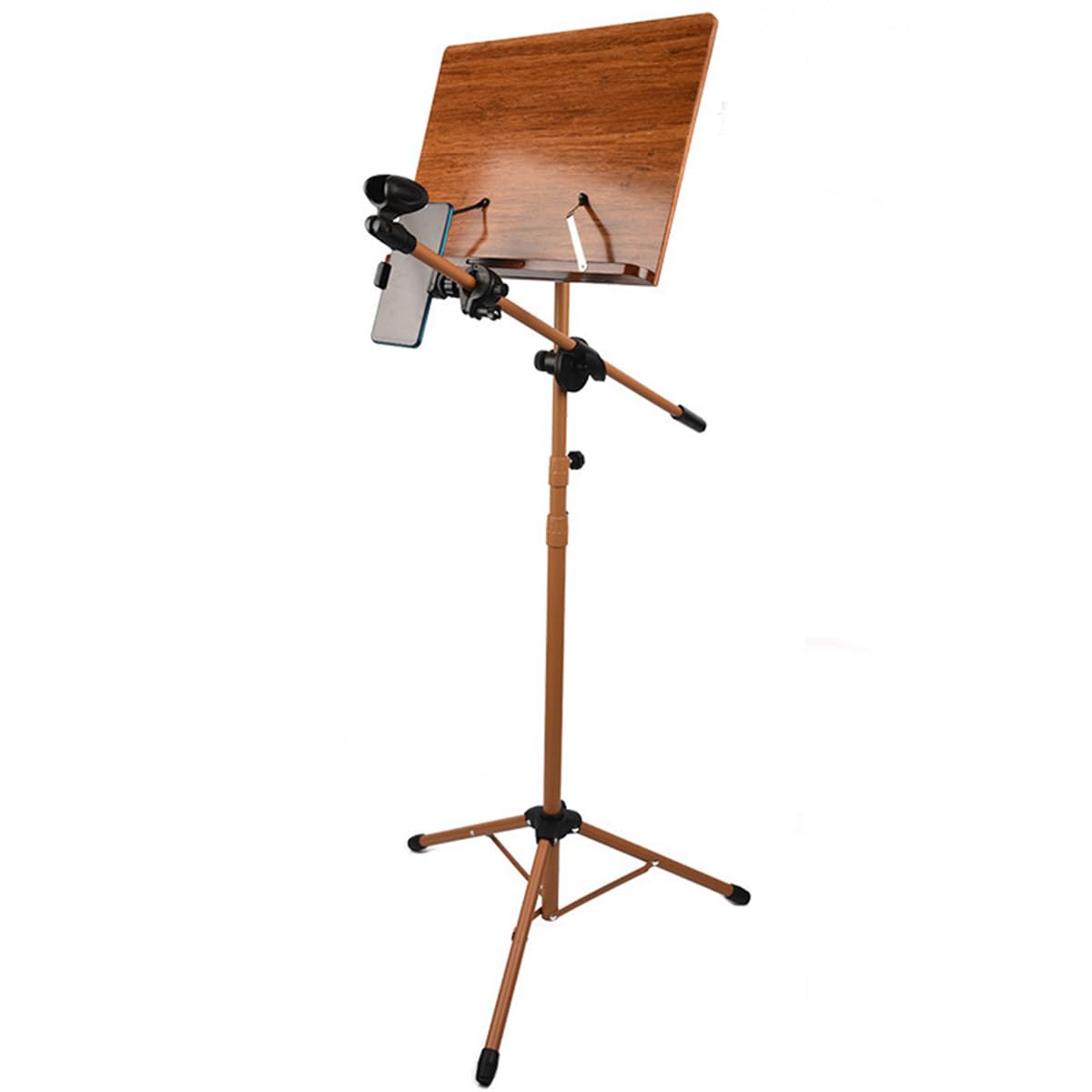 Bambus Notenständer für Notenblätter, klappbar & höhenverstellbar mit breiter Holzbuchplatte für Musiker, Dirigenten, Gitarre, Violine, Klavier, Ukulelenspieler