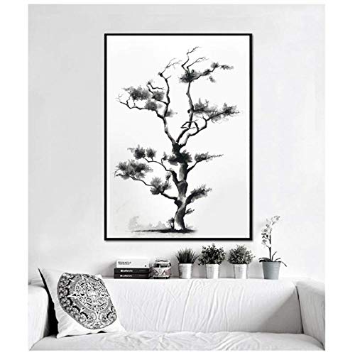 Tableau peinture arbre toile deco murale 50x70cm pour affiche et impression moderne