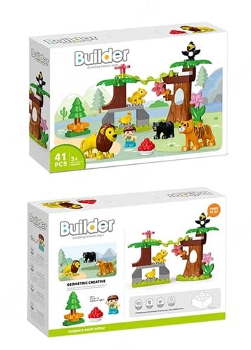 Image of Building Blocks Bricks Set, Build, Learn and Play, Construction, Educational Interactive Creative DIY Toy, Compatible with All Major Brands (Animal Valley Farm, 40+ Pcs)