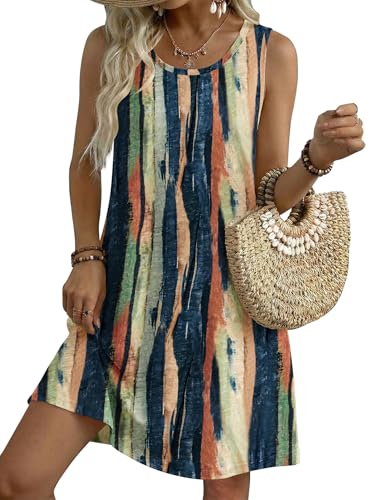 Image of Zeagoo Womens Summer Dress 2026 Sleeveless Casual A-Line Tshirt Sundresses
