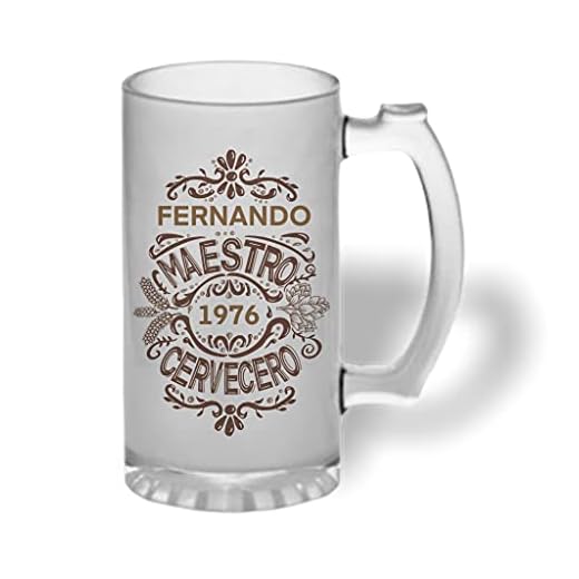 Bee Ingenious Jarra cerveza personalizada de cristal esmerilado. Jarra de cerveza original: Maestro cervecero con nombre y año personalizados