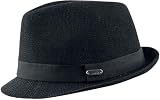 CHILLOUTS Bardolino Trilby Baumwollhut Stoffhut Fedora Hut Damen/Herren - Sonnenhut Strandhut mit Ripsband Sommer Frühling-Sommer - L (58-59 cm) schwarz