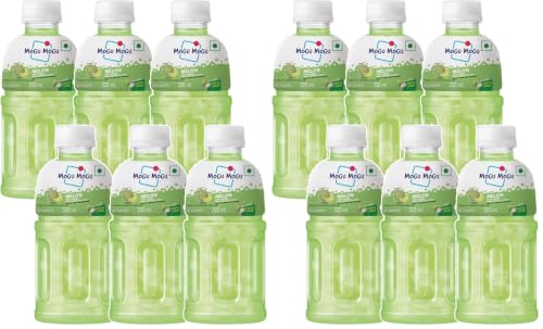 Image of Mogu Mogu Melon Juice with Nata de Coco Jelly 320ml (Pack of 12) | Refreshing Tropical Thai-Made Sip & Chew Beverage
