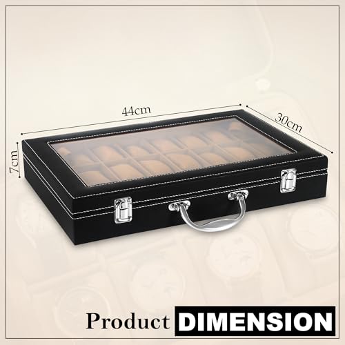 LEDO 24 Slot PU Leather Watch Box Black Black&Cream - Image 5