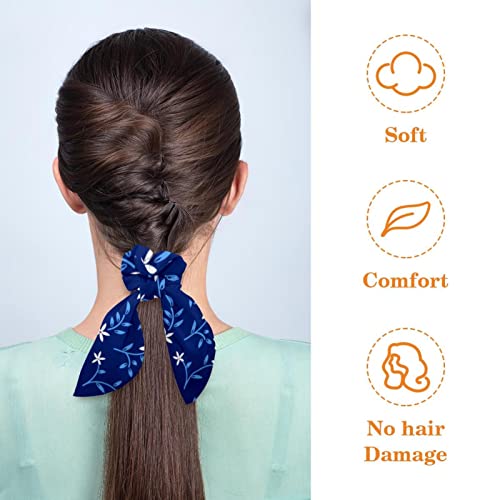 Chouchous pour cheveux anti casse motif floral blanc queue de cheval