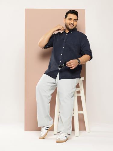 Image of Thomas Scott Men's | Solid | Textured Fabric | Full Sleeve | Slim Fit | Polyester-Blend | Spread Collar | Casual Shirt
