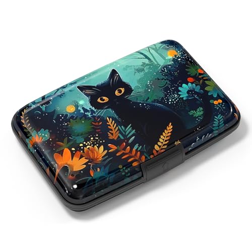 Image of Credit Card Holder, Mini Aluminum Card Wallet RFID Blocking Slim Metal Hard Card Case for Women Men, Pretty Cat