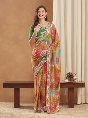 Image of Women's Banarasi Silk With Jacquard Print Saree With Blouse