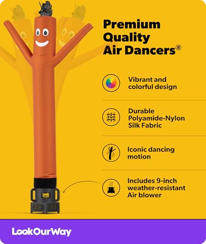 Image of LookOurWay Air Dancers Wacky Waving Inflatable Tube Guy - 7ft Tall Inflatable Advertising Waving Dancing Man with Sky Dancer Blower - Orange