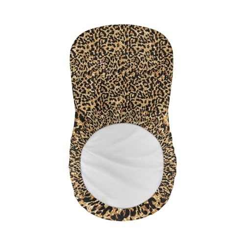 Image of Brown Leopard Bar Stool Seat Covers with Elastic Band Bar Stool Covers with Backs Non-Slip Elastic Square Barstool Covers Slipcovers Set of 2