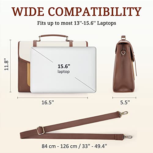 ECOSUSI Laptop Bag for Women 15.6 inch PU Leather Briefcase Large Computer Satchel Bag Professional Work Messenger Bag4