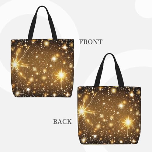 (Gold Bling) Large Reusable Tote Bag For Women Foldable Washable Shoulder Bag For Shopping Beach Travel Gym Work Stylish Gift Bag3