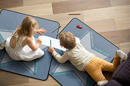 You are a Star Kids' Square Rug for Social Distance Learning, 30" x 30", Gray/Teal