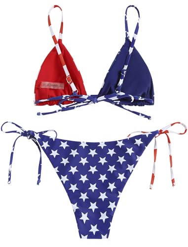 Image of ZAFUL Women's Triangle Bikini Floral String Bikini Set Two Piece Swimsuit Bathing Suits