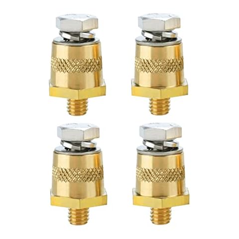 Ampper M8 Thread Male Brass Battery Charging Post Terminals, M8 Battery Post Adapter (+/-) with Top Bolts for Extension, Pack of 4 Cover