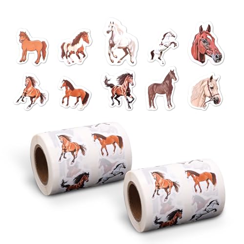 1000pcs Horse Stickers Roll 10 Styles Horse Riding Stickers Horse Decal Horse Aesthetic Animal Stickers Horse Party Favors Stickers Pack for Girls Boys Kids Water Bottles Scrapbooking Crafts