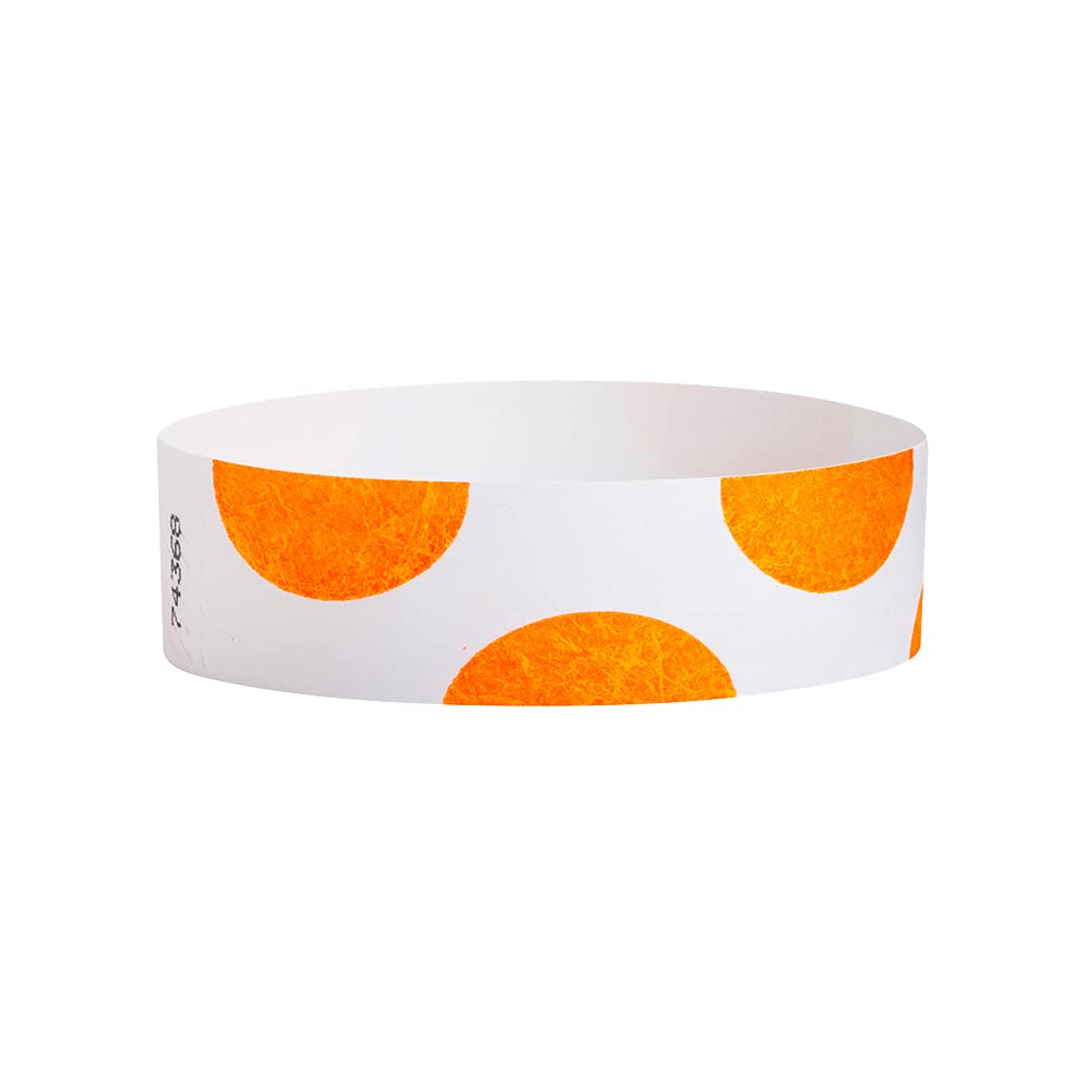500 WristCo Orange Half Circles Tyvek Wristbands for Events - Comfortable Tear Resistant Paper Bracelets ID Wrist Bands for Concerts Festivals Admission Party Identification