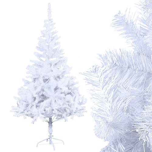 Eldzenith Árvore de Natal branca, 240 cm, árvore de natural, material PVC, árvore de Natal com suporte metálico, fácil montagem, estrutura removível, para decoração natalícia interior exterior