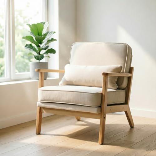 Sillón Plegable Chenille Beige miniatura 1