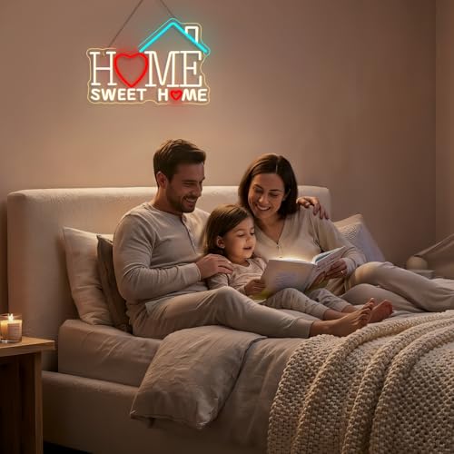 Image of Sweet Home Neon Sign Warm White LED Signs for Living Room Bedroom House New Apartment Wall Decor Welcome Neon Light Up Coffee Office Cozy Home Decor Art Gifts for Newlywed Couples Apartment Renters