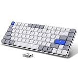 AUSDOM 75% Mechanical Keyboard, 84 Keys Compact Low Profile Wireless Gaming Keyboard with White LED Backlit, Bluetooth/2.4GHz/USB-C, Brown Switch Compatible with Mac Windows