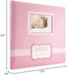 MCS MBI 13.5x12.5 Love at First Sight Baby Scrapbook Album with 12x12 Pages, Pink (860126)