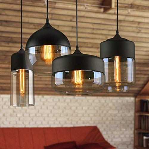 Éclairage suspendu rétro en verre ambré de qualité supérieure pour loft