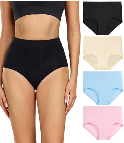wirarpa Ladies Knickers Cotton Full Briefs High Waisted Underwear Panties for Women Multipack