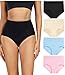 wirarpa Womens Cotton Underwear 4 Pack High Waist Briefs Light Tummy Control Ladies Comfort Stretch Panties Underpants Size 6, Medium
