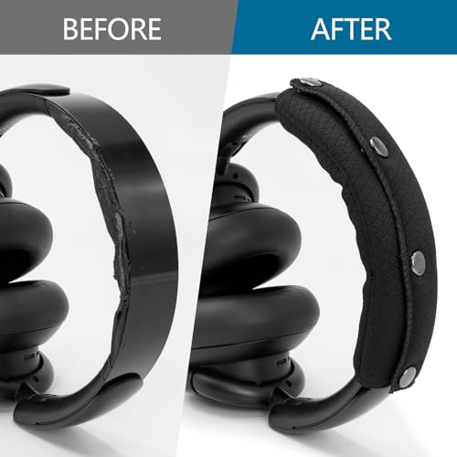 Image of GEVO Headphone Headband Cover for Anker Soundcore Q20,Q20i,Q20+,Q30,Q35,Q45 Headsets,Sponge Fabric Material Headband Cushion Easy Installation No Tool Needed (Black)