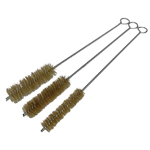 Grip 3 pc Brass 12" Tube Brush Set - Cleaning Spray Guns, Paint Equipment, PVC, Aluminum and Copper Piping, Tubing