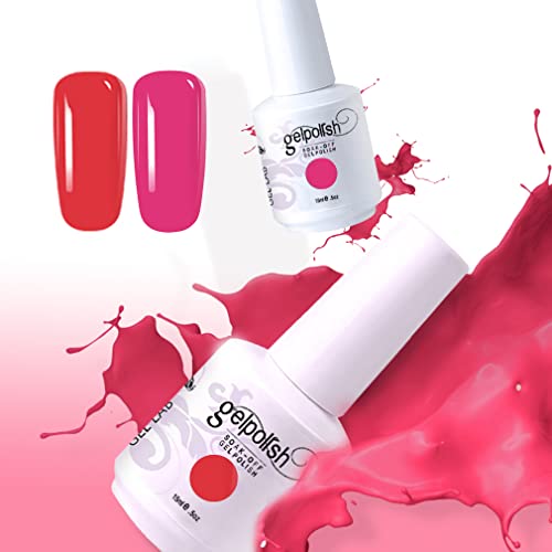 GEL LAB Gel Nail Polish Kit 2 Pcs 15ml Black White Red Colors Gel Polish Set Soak Off LED Nail Gel Polish Nail Art Manicure Salon DIY at Home C004