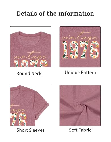 Image of 50th Birthday Gift for Women Vintage 1975 T Shirts Retro Graphic Birthday Shirt Casual Letter Print Short Sleeve Tee Tops