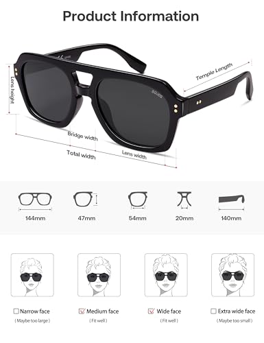 Image of SOJOS Retro Thick Polarized Aviator Sunglasses for Women Men, Large Trendy Bold Square Pilot Shades SJ2385